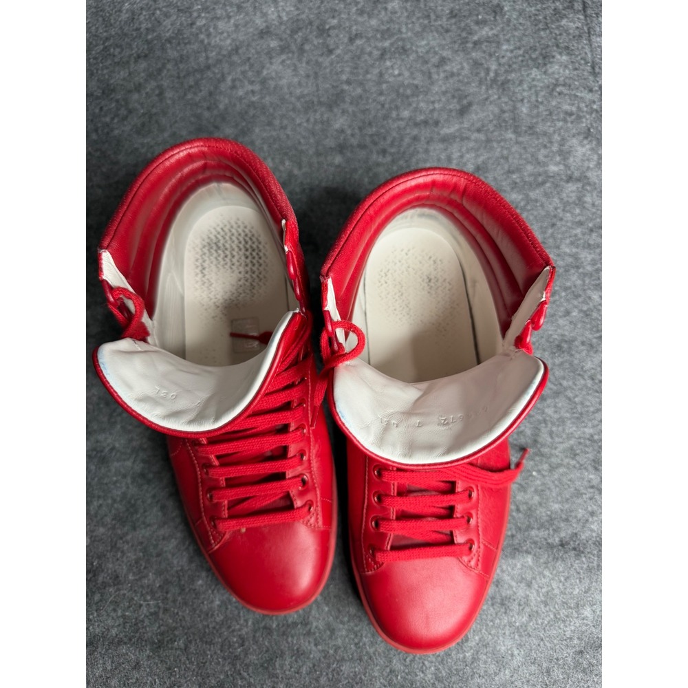 Gucci Ace High Top Red Leather Sneakers Interlocking G Logo 625672 Mens 7 US 8 - Picture 4 of 13